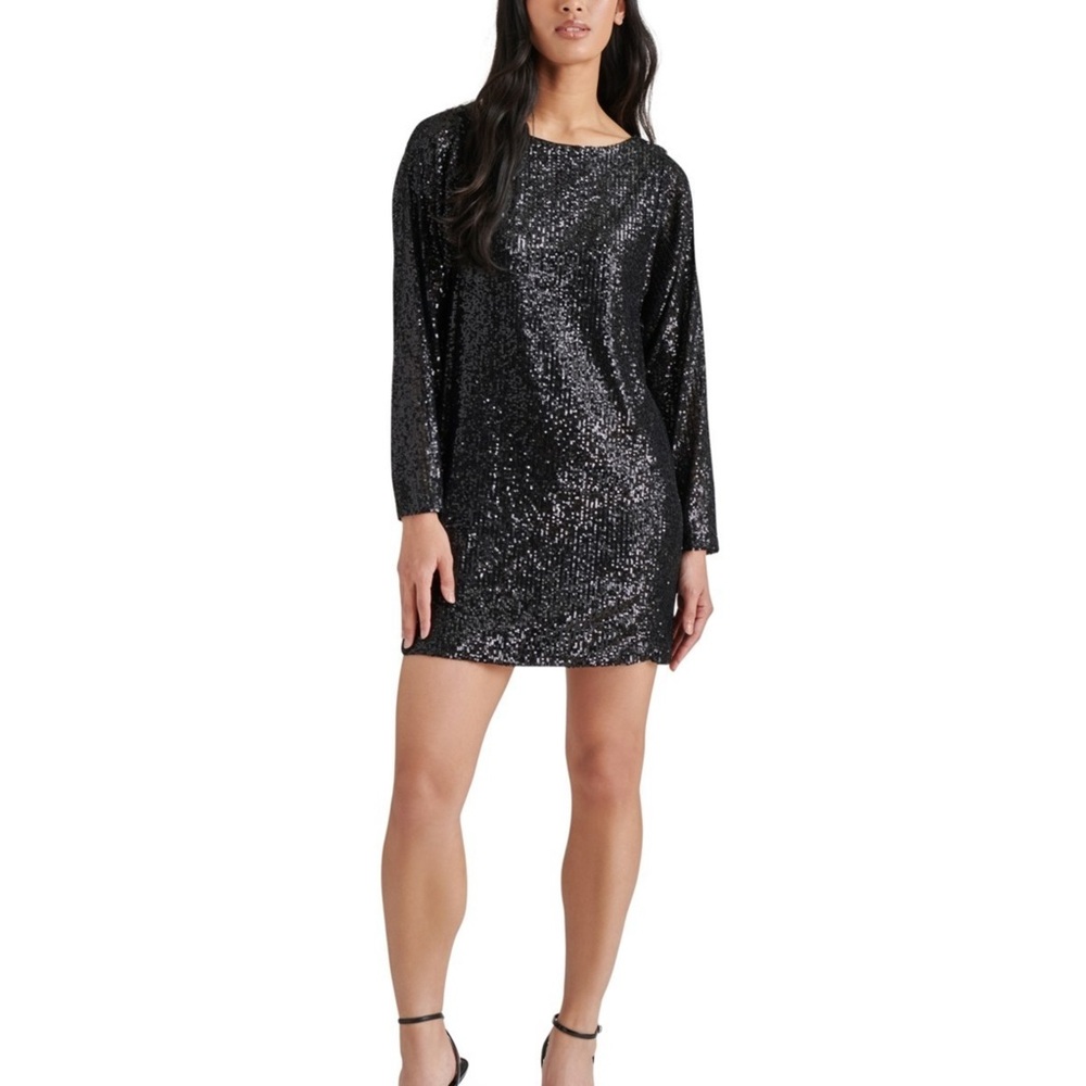Steve Madden Black Sequin Shift Dress – Size Medium – NWT
